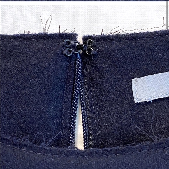 COS Silk Chiffon Top with Bonded Wool Panels in Navy - Picture 8 of 10